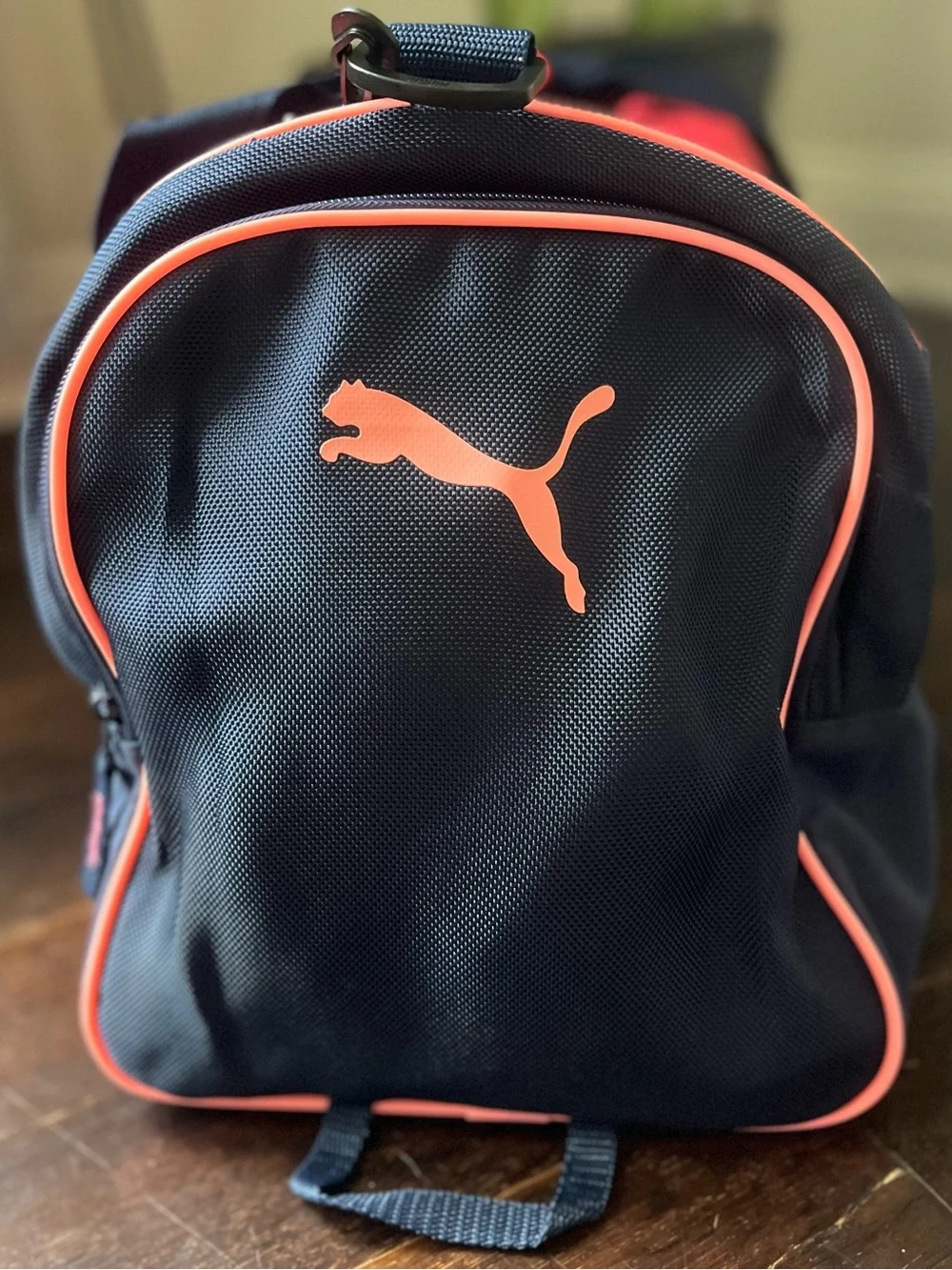 Brand New! Puma Coral Pink and Navy Sport Duffle with Coral Accents